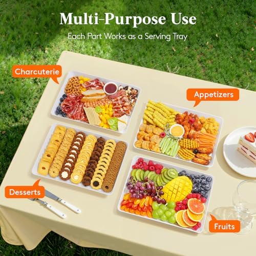 Lifewit 4 Pcs Large Serving Tray for Party, 15" x 10" Food Serving Platter