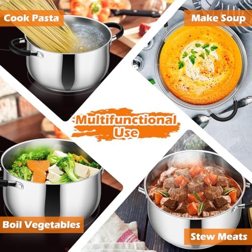 P&P CHEF 6 Quart Stainless Steel Stock Pot, Cooking Pot with Visible Lid