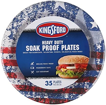 Kingsford Heavy Duty Paper Plates, American Flag, 10 Inch, 35 Count