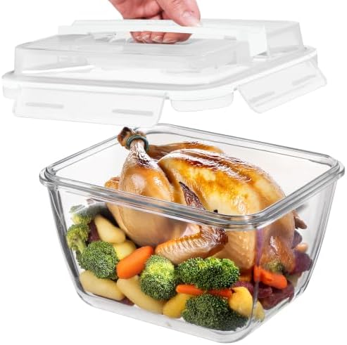 Razab 17 Cups / 132 Oz / 3900ml Large Glass Food Storage Containers with Lids - Leakproof, BPA-Free Large Meal Prep Container Ideal for Roasting Turkey, Store Leftover - Microwave & Oven Safe