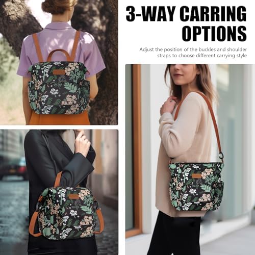 Joymee Insulated Lunch Bag For Women Reusable Lunch Tote Bag-Green Leaf