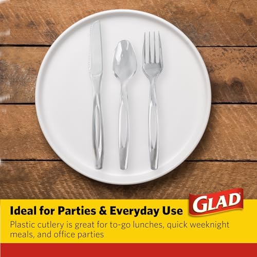 Glad Clear Disposable Plastic Cutlery Set, 120 Count Value Pack