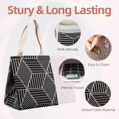 iknoe 9L Insulated Lunch Bag for Men & Women, Leak-Resistant Black