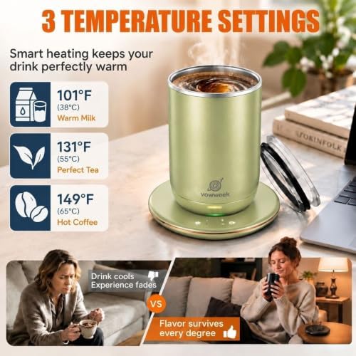 Self Stirring Coffee Mug Set of 2, 10 oz Heated Mugs with Magnetic Stirring