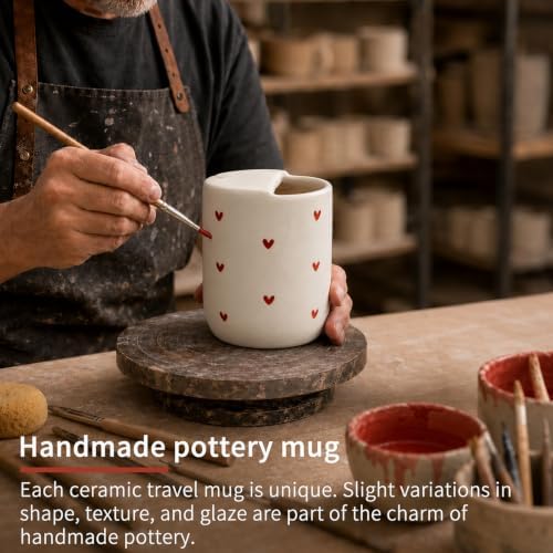 Ceramic Coffee Mug with Silicone Sleeve, 12oz Heart Coffee Cup