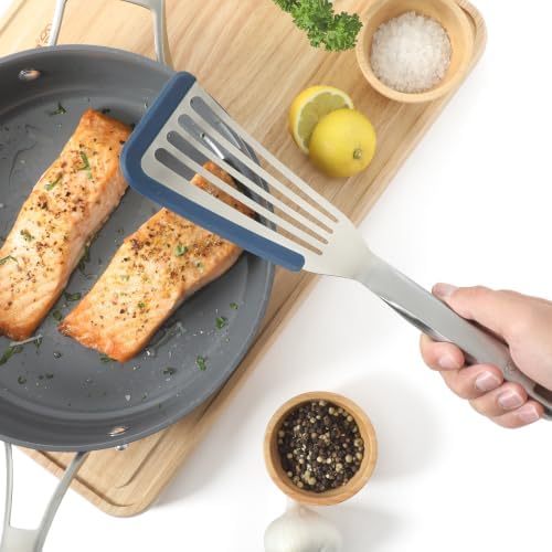 Calphalon Prime Slotted Turner, Kitchen Flipping Spatula, Slotted Fish Turner, Stainless Steel Slotted Spatula Heat-Resistant, Durable Kitchen Tool for Cooking, Flipping Fish and Serving