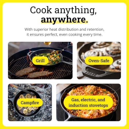 Lodge Cast Iron 7-Piece Set, PFAS-Free Pre-Seasoned Kitchen Essentials
