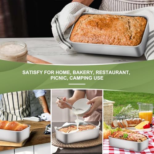 P&P CHEF Loaf Pan, 9 x 5 Inch Stainless Steel Bread Pan, (Silver, 1Pc)