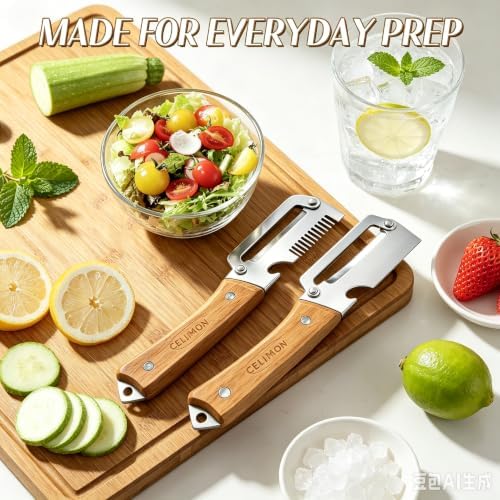 2Pcs multifunctional vegetable peeler, 2026 Upgrade peeler shredder,2.5mm stainless steel peeler With Scallion Shredder and Bottle Opener for Kitchen, Camping and Travel