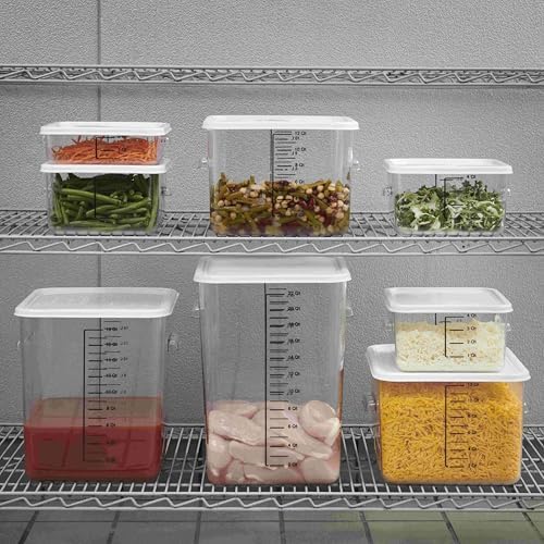 Rubbermaid Commercial Products, Space Saving Square Food Storage Container, 2 Quart, Clear, for Kitchen/Sous Vide/Meal Prep