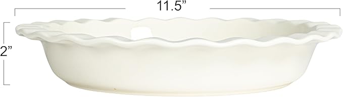Creative Co-Op, White Round Stoneware Pie Dish, Medium
