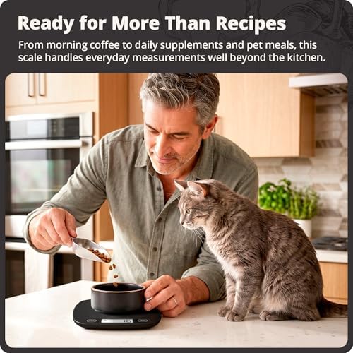 Greater Goods Food Scale, Slim & Compact Build, 1g Precision (Matte Black)