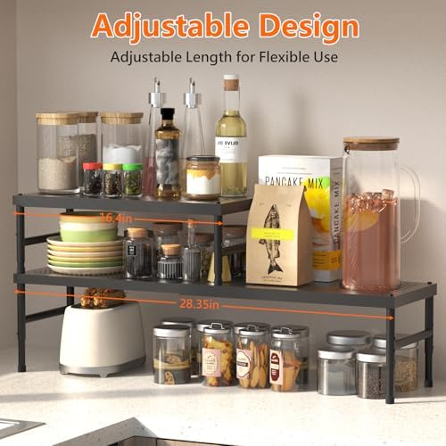 2 Pack Expandable adjustable stackable kitchen cabinet organizer,spice rack