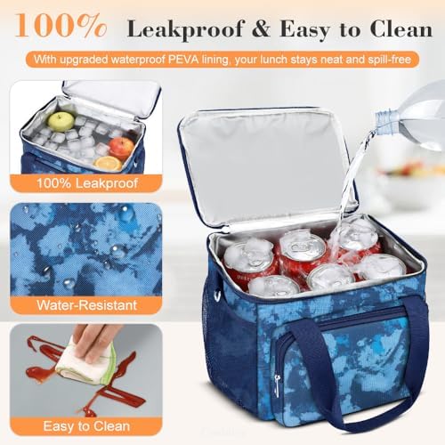 Coobiiya Insulated Lunch Box for Men & Women, Leakproof Lunch Bag Cooler Bag with 4 Pockets,Heavy Duty Lunch Bags Men Cooler Bags for Camping, Travel, Work Kayaking & Beach