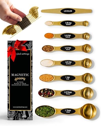 Styled Settings Magnetic Measuring Spoons Set, Gold