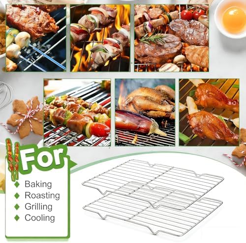 2 Pack Stainless Steel for Baking Sheet, Cooling Rack 11.8” 8.07” Baking Rack,Cooling Rack with Legs，Cooling Racks for Baking for Cooking and Baking,Oven Pan, Oven & Dishwasher Safe
