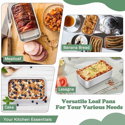 TeamFar Mini Loaf Pan, 6 PCS Stainless Steel Loaf Pans for Baking Bread
