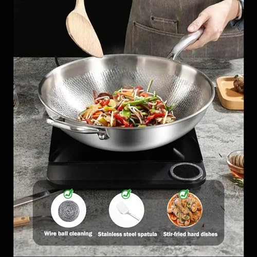 Toutrop 13Inch Titanium Wok with Lid,Titanium Wok Pan for Cooking,Non Stick Wok Pan With Steamer Basket,No Coating Titanium Frying Pans,PFAS/PFOA/PTFE Free Cookware