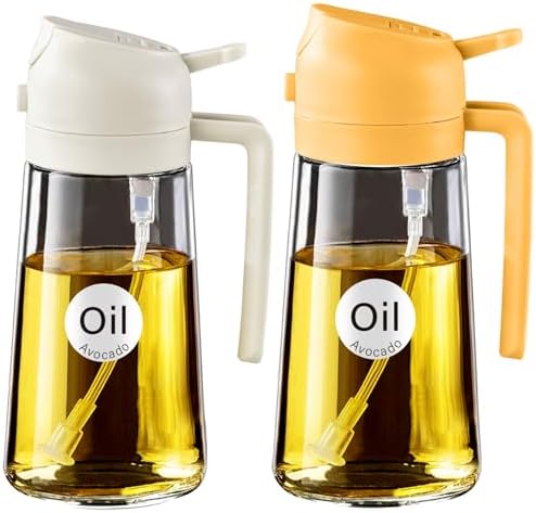 YARRAMATE 16 oz 2-in-1 Glass Olive Oil Sprayer for Cooking, WhiteOrange