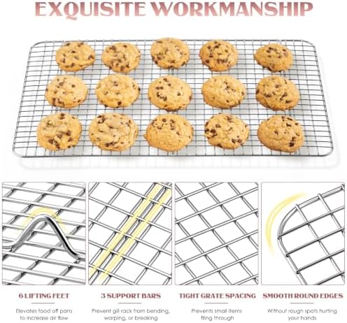 Cooling Rack Set of 2, E-far 18½x12½ Wire Racks for Baking Cooking Grilling