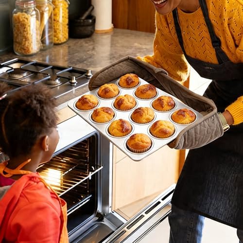 LIANYU Muffin Pan 12 Cups, Stainless Steel Cupcake Muffin Tin for Baking