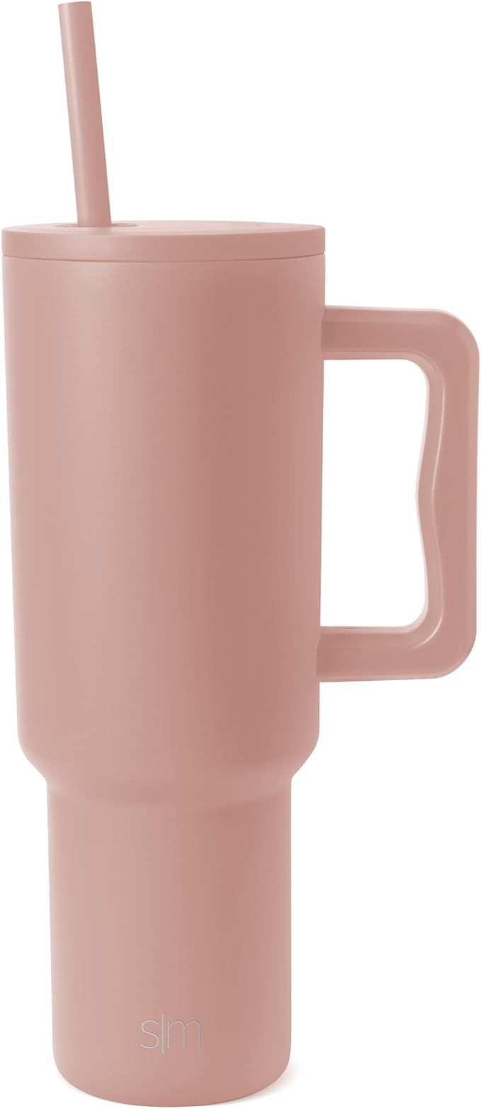 Simple Modern 40 oz Tumbler with Handle and Straw Lid | Insulated Reusable Stainless Steel Water Bottle Travel Mug Cupholder Use | Gifts Women Men Him Her | Trek Collection | 40oz | Mauve Me