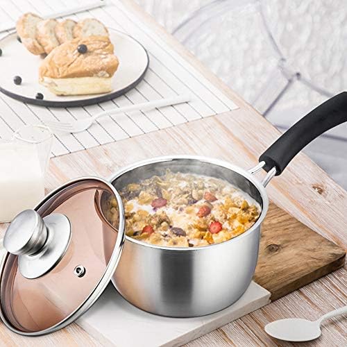 TeamFar Saucepan with Lid, 2 qt Sauce Cooking Pot Milk Pan Stainless Steel