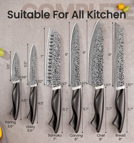 Knife Set, 15 Pieces Kitchen Knife Set with Built in Sharpener, High Carbon German Stainless Steel Knife Block Set, Dishwasher Safe, Fathers Day Gift for Men