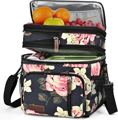MIYCOO Lunch Bag for Women & Men, Expandable Double Deck Lunch Box, 15L
