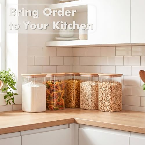 2-Pack 4.6Qt Large Glass Flour Sugar Storage Containers with Lids