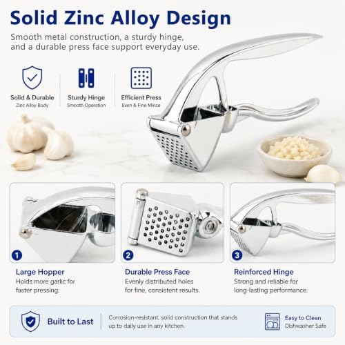 Garlic Press, Rust Resistant Garlic Crusher and Mincer