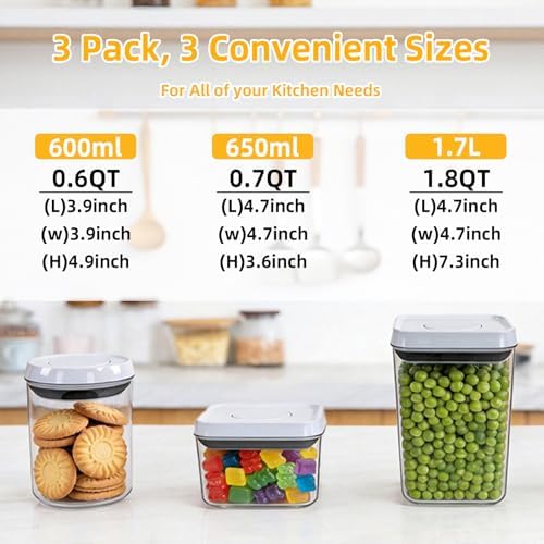 Pop Push Button Airtight Food Storage Containers with Lids
