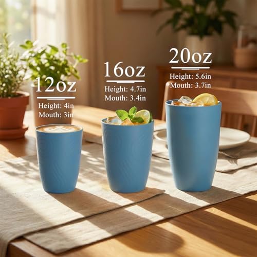 12oz Wheat Straw Cups Set of 6, Plastic Cups Reusable (Multicolor)