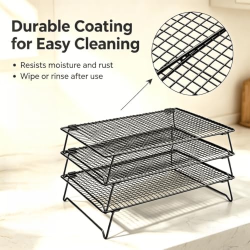 Lanxiu Cooling Racks for Cooking and Baking, 3 Pcs Wire Cooling Rack(Black)