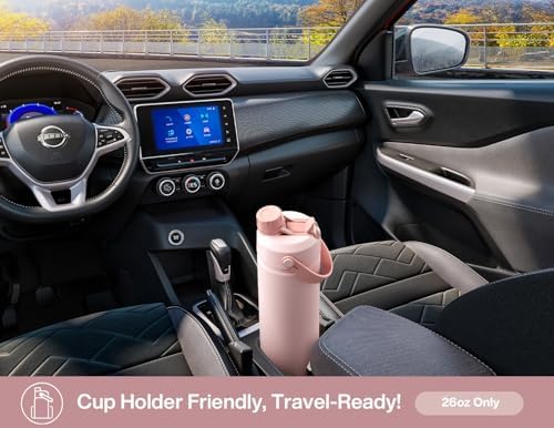 POWCAN 26 oz Insulated Water Bottle with 2-in-1 Straw and Spout Lid, Keep Cold 24H, Leak-Proof, Fits in Car Cup Holder, Stainless Steel Water Bottle for Sports, Travel, Gym, and School (Dried Rose)