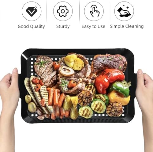 Covzoe 2 Pack Grill Pans, Nonstick Grill Topper for Outdoor Grill