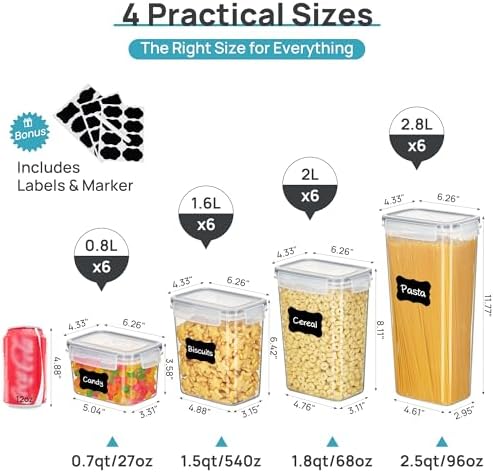 Vtopmart Airtight Food Storage Containers with Lids, 24 pcs, Gray