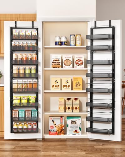 SNTD 8 Tiers Narrow Over the Door Organizer, 12.3"W x 4.7"D x 69"H, Black