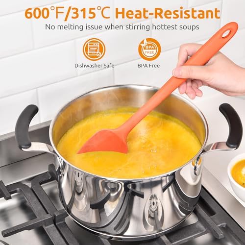 U-Taste 14" Long Silicone Spoonula, 600°F High Temp Spoon Spatula, Orange