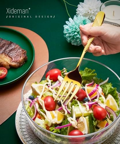 Premium Hammered 18/10 Stainless Steel Serving Utensil Set, 7-Piece