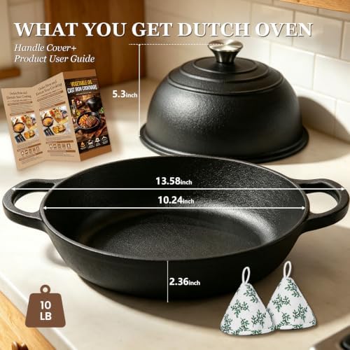 Cast Iron Bread Oven 6QT, Sourdough Bread Baking Pan with Lid