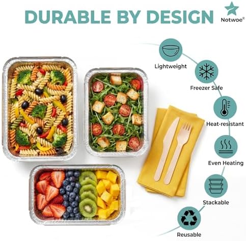 60 Pack Disposable Aluminum Pans with Lids, 10x7.5 and 7.3x5.3 Square 6.9x4.3 Square Combo Set, Disposable Baking and Cake Pan