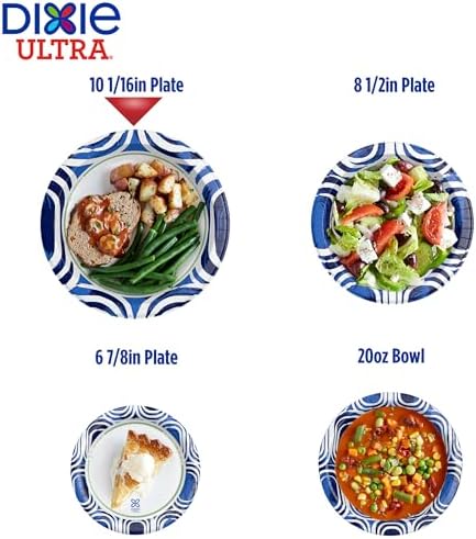 Dixie Ultra Large Paper Plates 10 Inch, Heavy Duty Disposable Plates, 44 ct