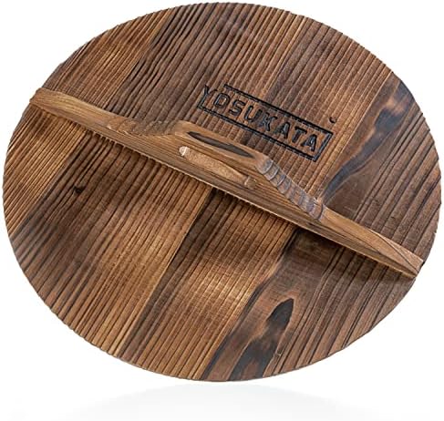YOSUKATA Premium Wok Cover 13.2" for Wok 13.5"- Wooden lid for Frying Pan