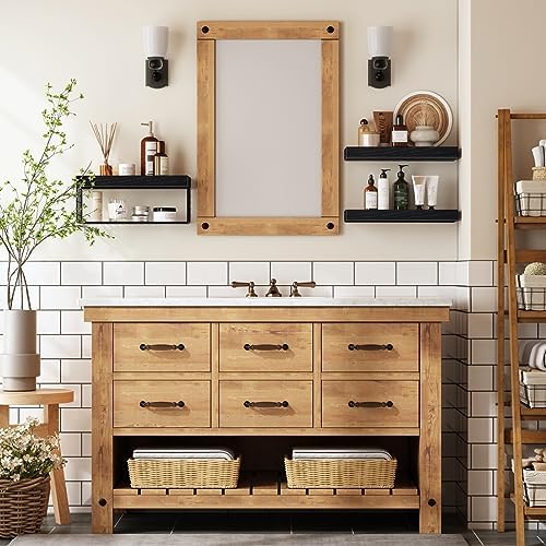 QEEIG Bathroom Shelves Over Toilet Wall Mounted (Black, Set of 3, 15.7")