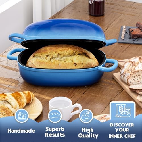 Dutch Oven 9x6 Inch,2.5QT Cast Iron Bread Pans Kit for Bread Baking