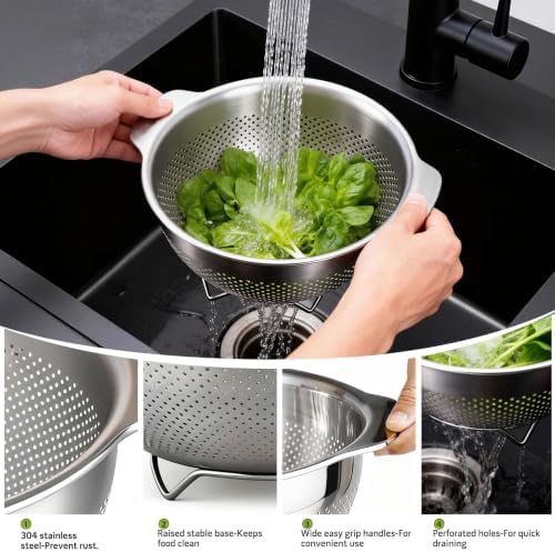Greentainer Stainless Steel Colander with Handle (3.5QT)