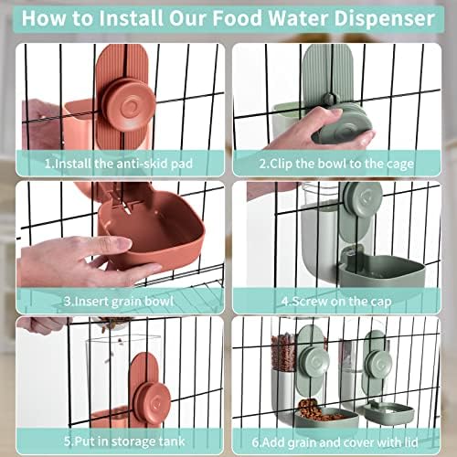 Rabbit Feeder, Bunny Water Bottle Dispenser, Pet Ferret Cage Food Bowl