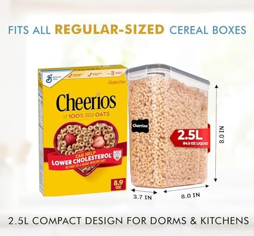 Shazo 2 PC (2.5L / 15.4Oz) Airtight Cereal Containers for Pantary with Lids