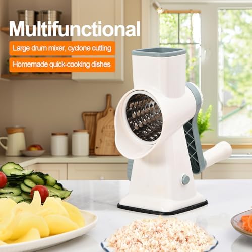 Rotary Cheese Grater Manual Hand Crank 3-in-1 Vegetable Shredder